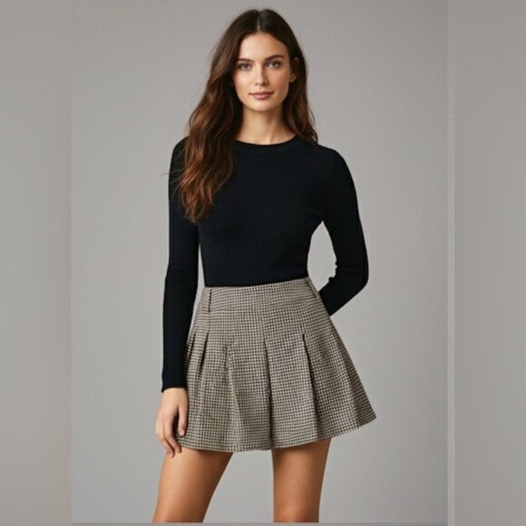 Hounds Tooth Pleated Skort - Picture 1 of 6